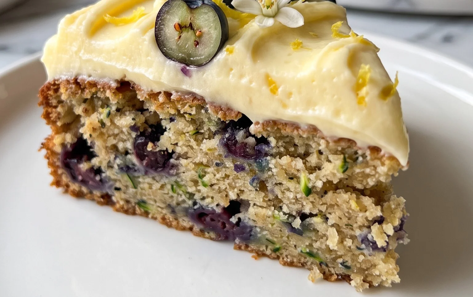 Blueberry Zucchini Cake with Lemon Buttercream