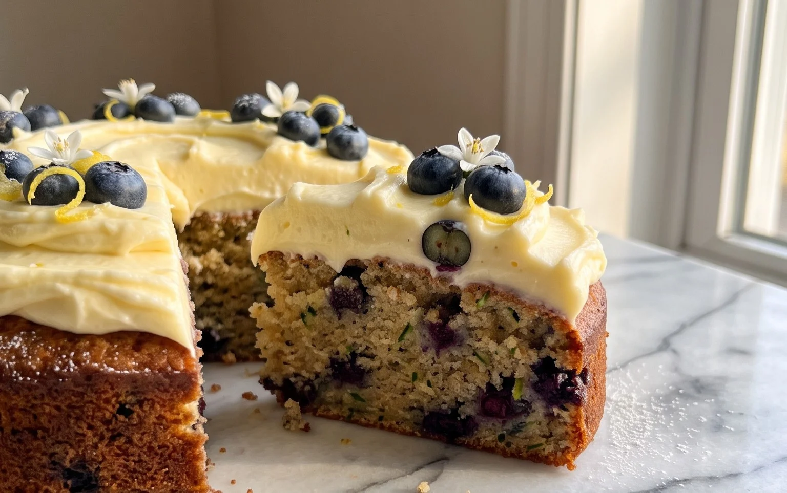 Gâteau Courgette Myrtilles & Glaçage Citron Succulent
