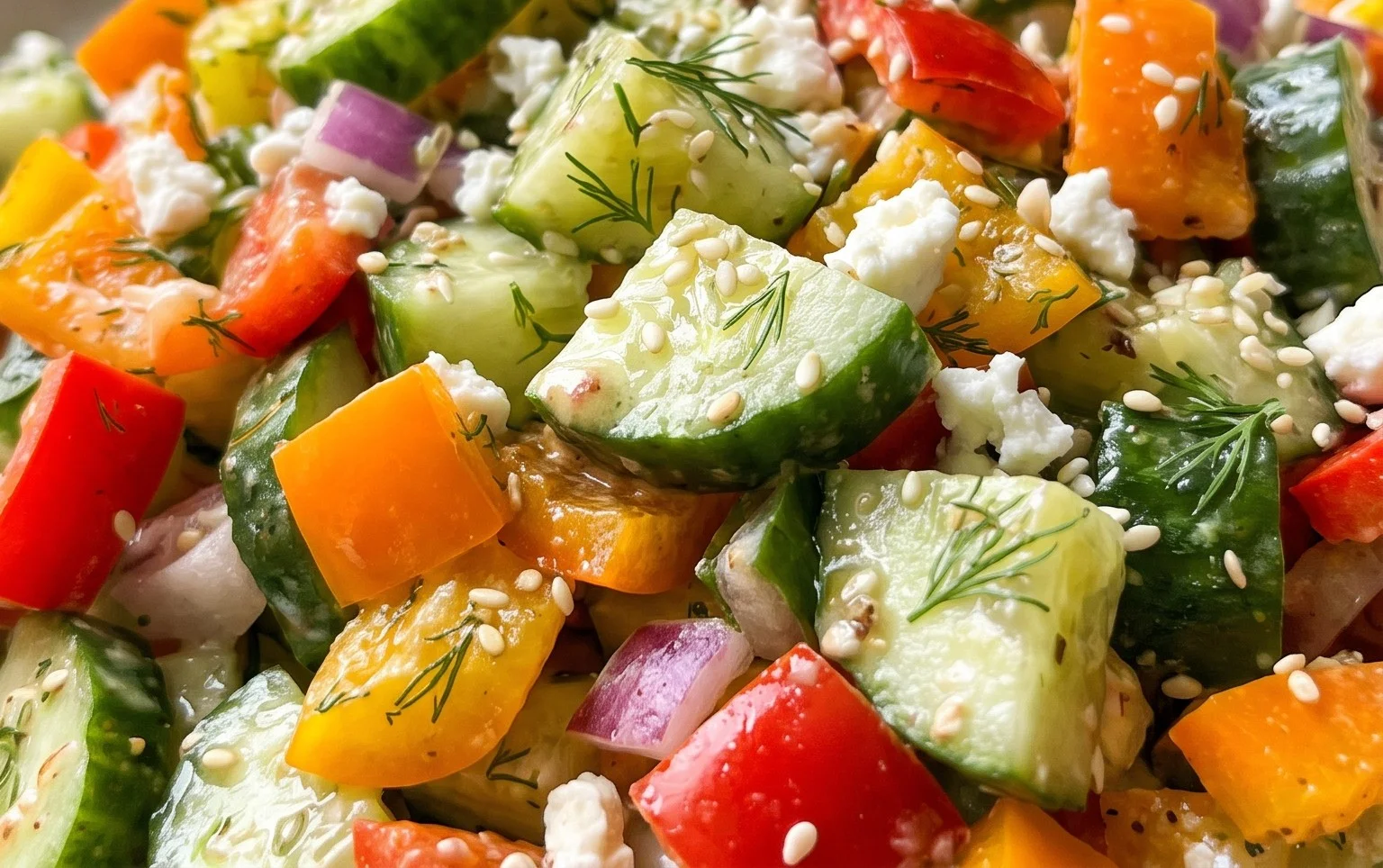 Viral TikTok Cucumber & Bell Pepper Salad