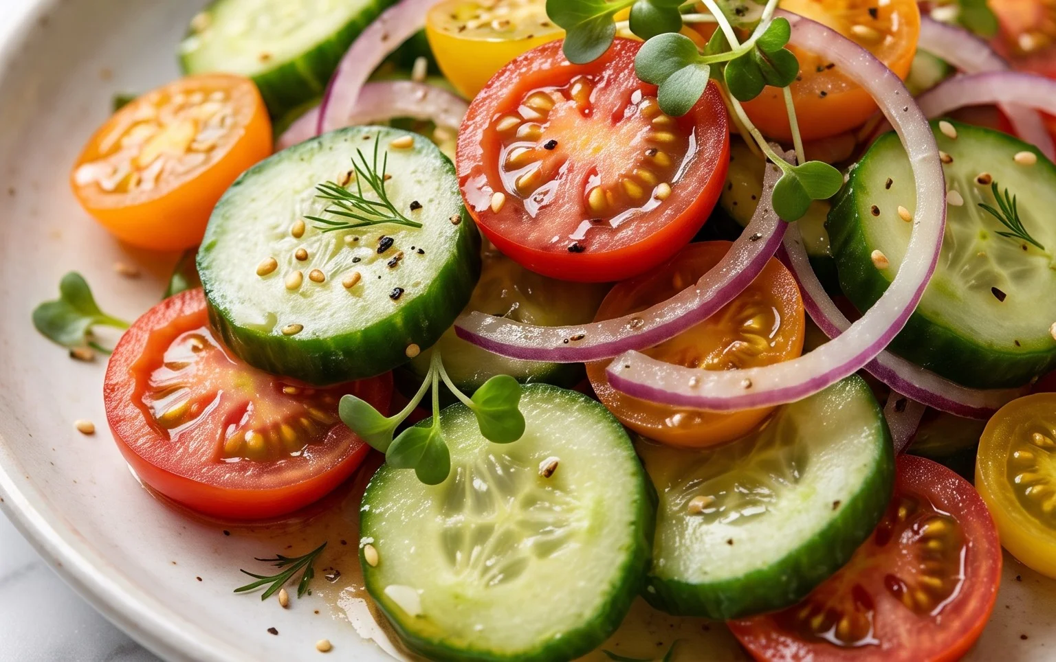 Marinated Cucumber, Tomato, and Onion Salad