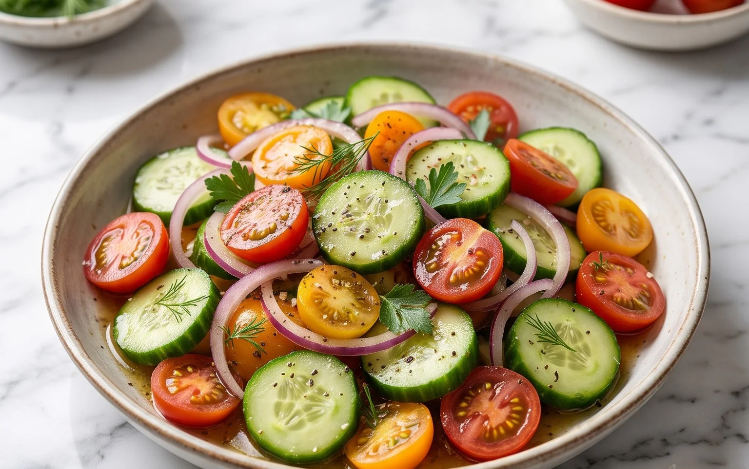 Marinated Cucumber, Tomato, and Onion Salad