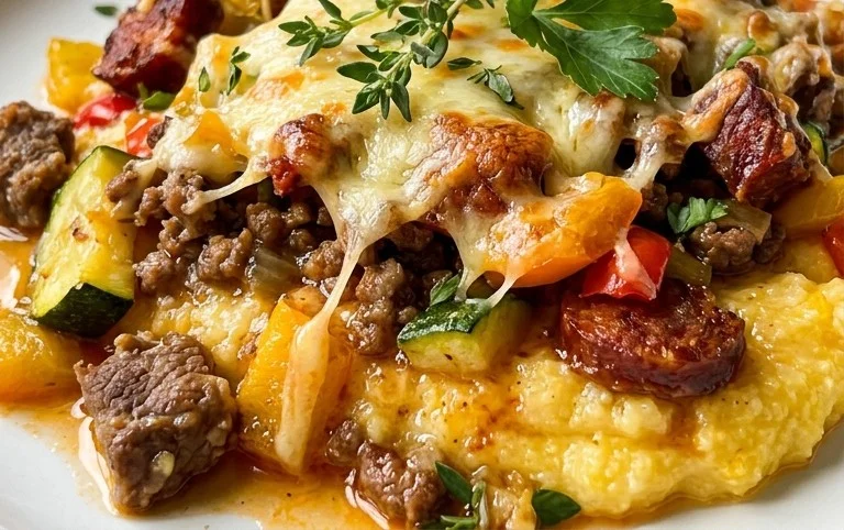 Gratin de polenta beef chorizo lÃ©gumes 