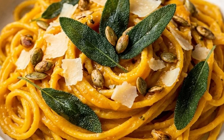 Pâtes sauce crémeuse à la courge Butternut et sauge