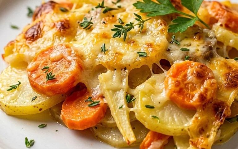 Cheesy Root Vegetable Gratin