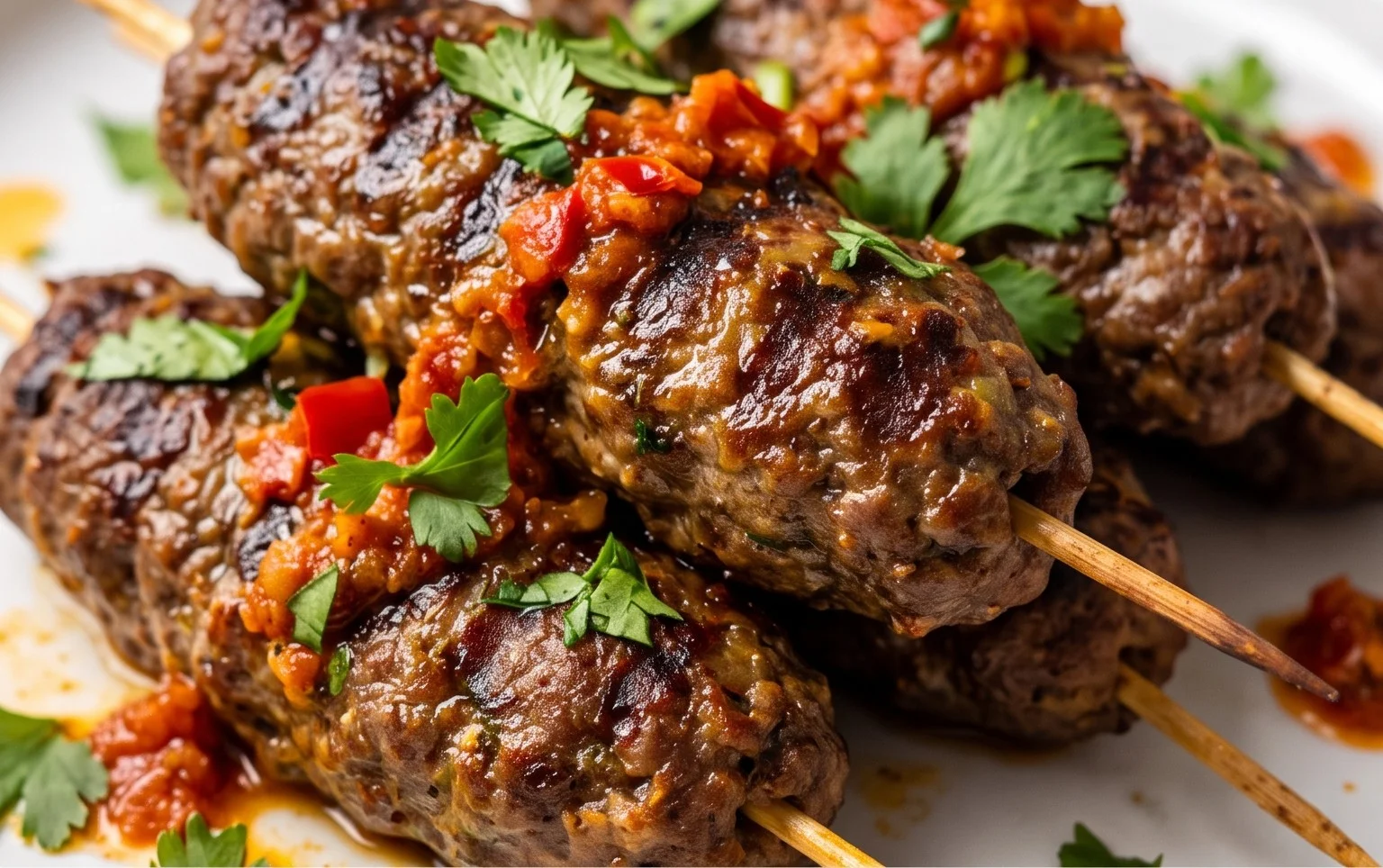 Brochettes de kefta à la marocaine, viande hachée épicée